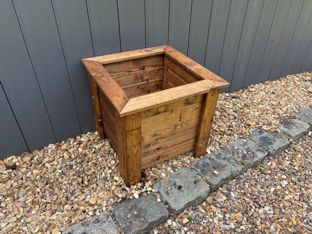 Prestbury Raised Square Large Planter - Timber - L47.5 x W47.5 x H42 cm - Minimal Assembly Required Brown