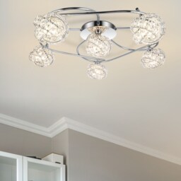 COSYLYTE Mirri 6 Light Modern Glass Beaded Shade Ceiling Light - Chrome Base Chrome 1