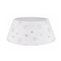 Holly International Christmas Tree Skirt - Plush White with Gold Snowflake Design
