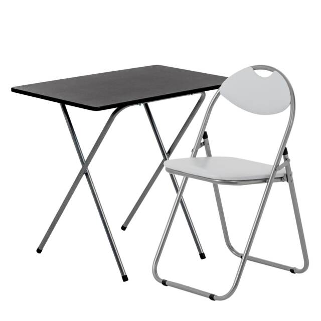 Harbour Housewares Wooden Folding Desk & Chair Set - Silver/White White White/White