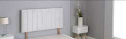 "White Plush Velvet 9 Panel Headboard White 2FT6 Small Single 26""inch Headboard"