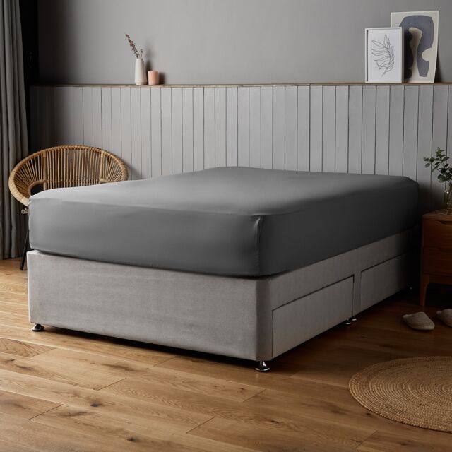 Silentnight Supersoft Fitted Sheet, Charcoal