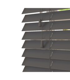 80cm Slate Smooth Finish Faux Wood Venetian Blinds with Strings (120cm Drop) Grey Grey
