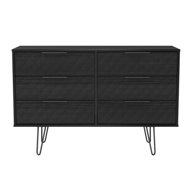 Islay 6 Drawer Wide Chest of Drawers in Black Ash (Ready Assembled) Black Black Ash