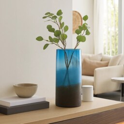 Chiara Large Blue Sand Effect Vase Black Black, Blue