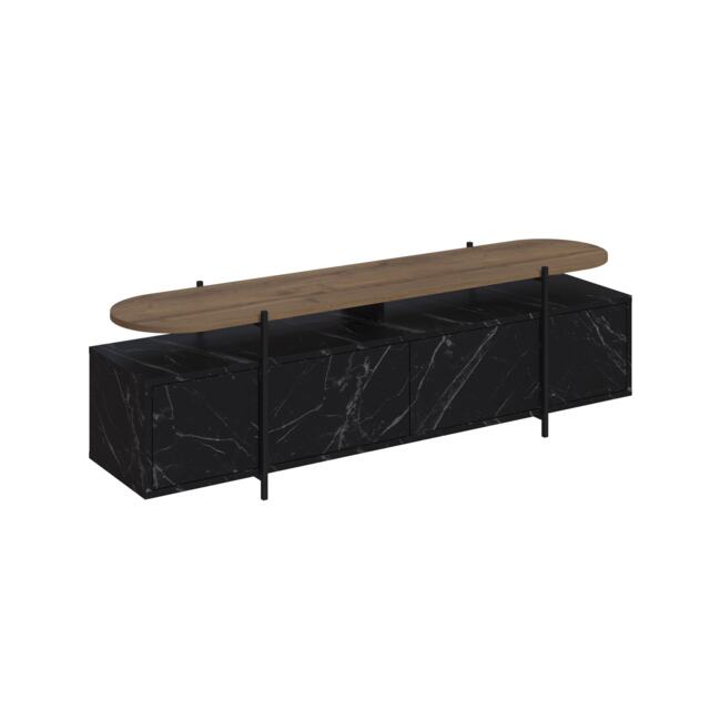 Decortie Hanley TV Stand 160x39x49.5cm Matte Black Marble Effect