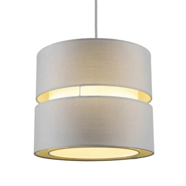 CGC Gayle Grey Two-Tier Fabric Lamp Shade, 22 x 26 cm Grey Grey Medium