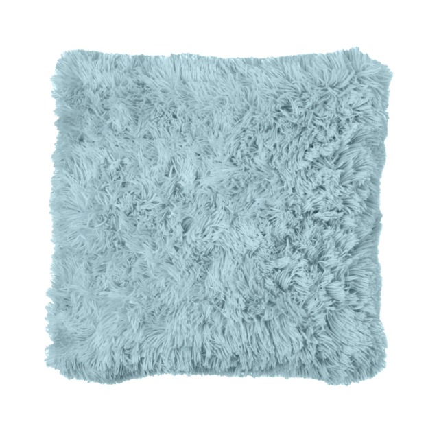 Catherine Lansfield Cuddly Deep Pile Faux Fur Cushion Blue Duck Egg Blue 45x45cm
