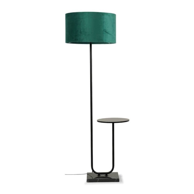 ValueLights Tavel Matte Black Floor Lamp Green Shade and Bulb