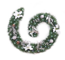 Best Artificial 6ft White & Silver Decorated Christmas Garland with 50 bright white battery lights