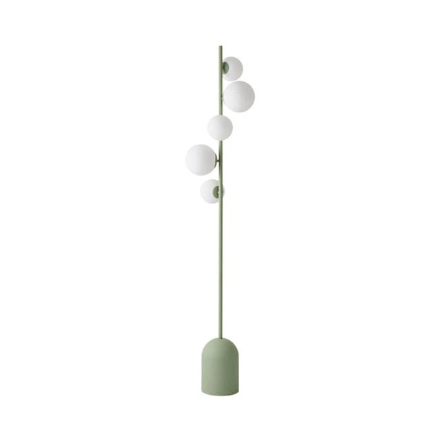 ValueLights Marlow Sage Green Opaque Glass Globe 5 Way Floor Lamp & Bulbs Green
