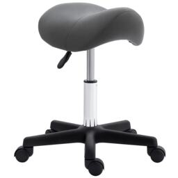 HOMCOM Saddle Stool, PU Leather Adjustable Rolling Salon Chair with Steel Frame for Massage, Spa, Beauty and Tattoo, Grey