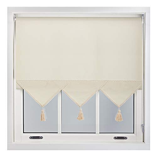 65cm Triangle Edge Sheer Linen Roller Blind Metal Fittings