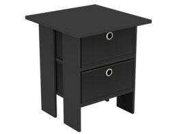 2-Tier 2- Drawer Wooden Side Table Black Black & Black 1
