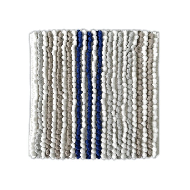 Striped Chunky Bobble Shower Mat, Square Bath Mat - Navy