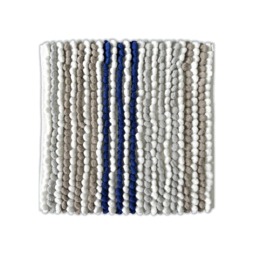 Striped Chunky Bobble Shower Mat, Square Bath Mat - Navy