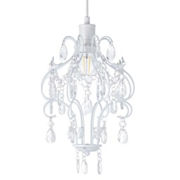Matt White Shabby Chic Chandelier Style Pendant Ceiling Lamp Shade with Acrylic White White 1
