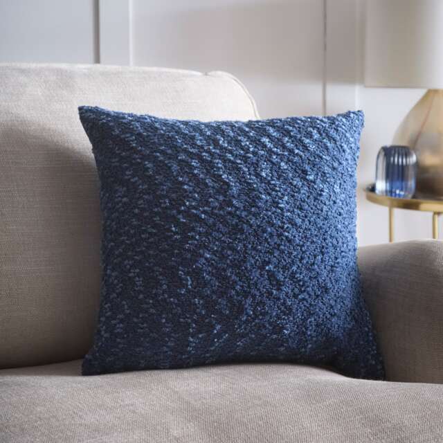 Portfolio Home Boucle Blue Textured Filled Cushion 45x45cm