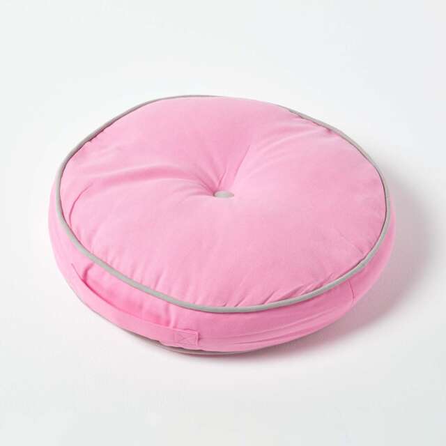 Homescapes Pink and Grey Round Floor Cushion Pink Pink & Grey 43 x 7 cm