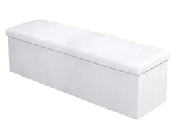 Home Republic Faux Leather Storage Ottoman - 76cm x 38cm Foldable White