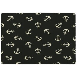 Anchors on Black Background (Rug) Black S