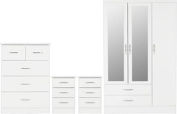 Nevada 3 Door Wardrobe 4 Piece Bedroom Set White 4