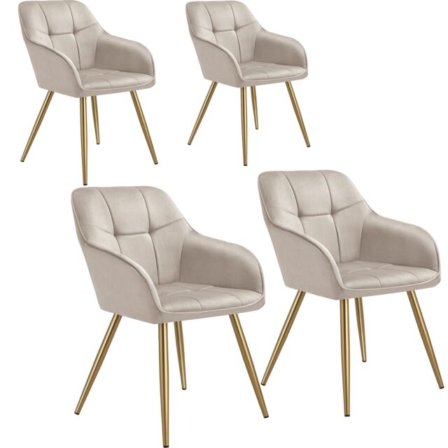 Chair Marilyn - quilted velvet look, continuous backrest, golden steel legs Grey taupe/gold One Size 4