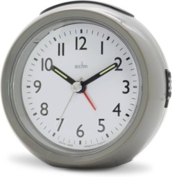 Acctim Grace Non-Ticking Sweep Analogue Bedroom Alarm Clock Grey Earl Grey