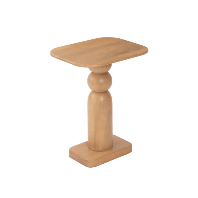 Vita Solid Mango Wood Pedestal Side Table for Living Room Bedroom