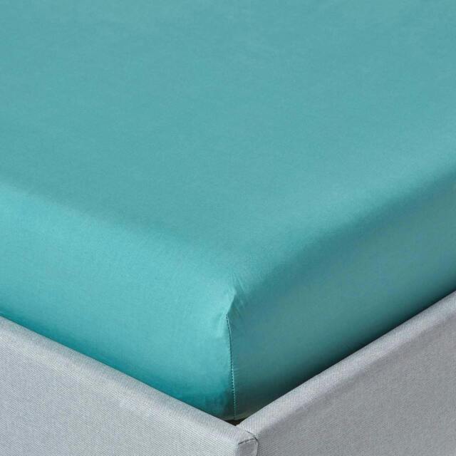 Homescapes Teal Egyptian Cotton Fitted Sheet 200 TC, Single Green Single