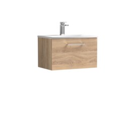 Balterley Modern Bathroom Wall Hung 1-Drawer Vanity & Basin Brown Bleached Oak 389 x 610 x 440mm