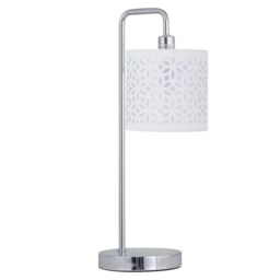 Chrome Arched Table Lamp with White Laser Cut Shade Chrome White Large 1