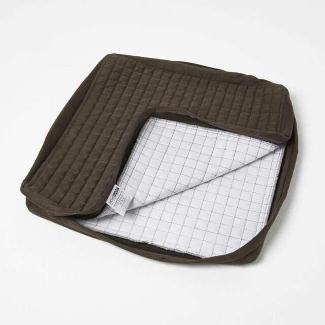 Homescapes Brown Quilted Polyester Armchair Booster Cushion Cover Brown Chocolate 50 x 50 x 10 cm