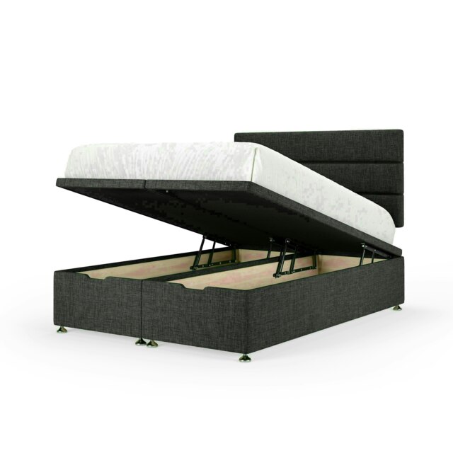 Charcoal Linen Ottoman Base and Milan Headboard Single Multi