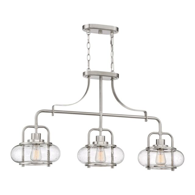 Trilogy 3 Light Island Pendant, Brushed Nickel, E27