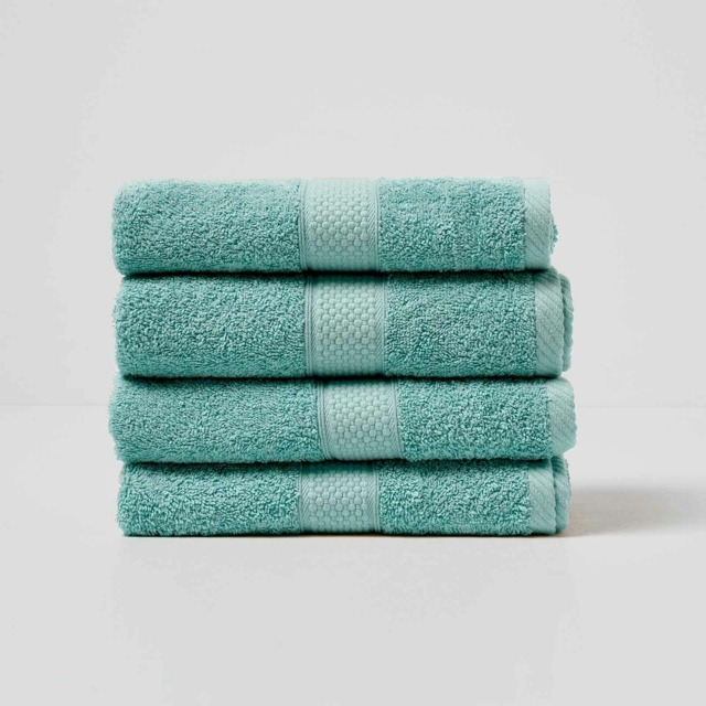 Homescapes Turkish Cotton Hand Towel Set of 4 - Sea Green Green Hand towel 4