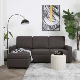 Selene - Corner Sofa Bed in Dark Grey Linen - Pull-out Sofa