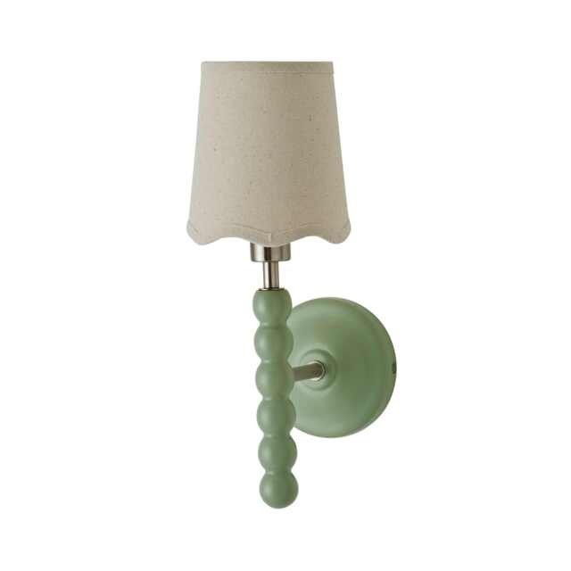 ValueLights Bobbin Sage Green Wall Light Scallop Shade and Bulb Green