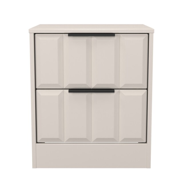 Seattle 2 Drawer Compact Bedside Cabinet in Kashmir Matt (Ready Assembled) Cream Kashmir Matt