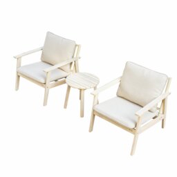 Direct Wicker Acacia Wood Bistro Set, 2 Person Outdoor Table Chairs Set, Naturally Sanded Solid Wood Patio, Balcony Set