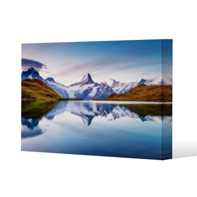 Panoramic view of the Mt. Schreckhorn and Wetterhorn (Canvas Print) Cream