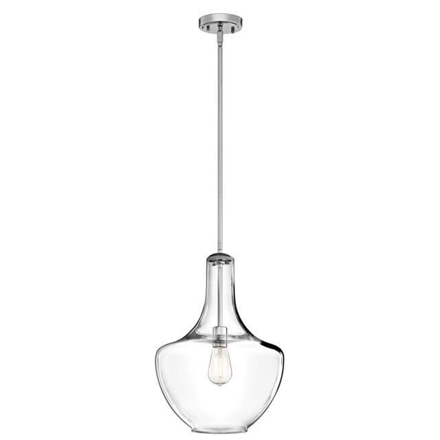 Everly 1 Light Medium Dome Ceiling Pendant Light Chrome, E27