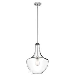 Everly 1 Light Medium Dome Ceiling Pendant Light Chrome, E27