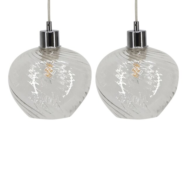 Set of 2 Bradson - Clear Swirl Glass Easy Fit Pendant Shades Clear Small 2