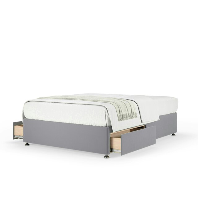 Neptune Spring Silver Plush Velvet 2 Drawer Divan Set King Size