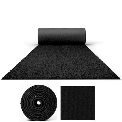 2 Metre Wide Exhibition Quality Ribbed Heavy Duty Black Carpet Runner