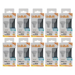 UniBulb LED GU10 345lm 3.6W (Replaces 50W) 6500K (Daylight) Spotlight Downlight Light Bulb - Pack of 10