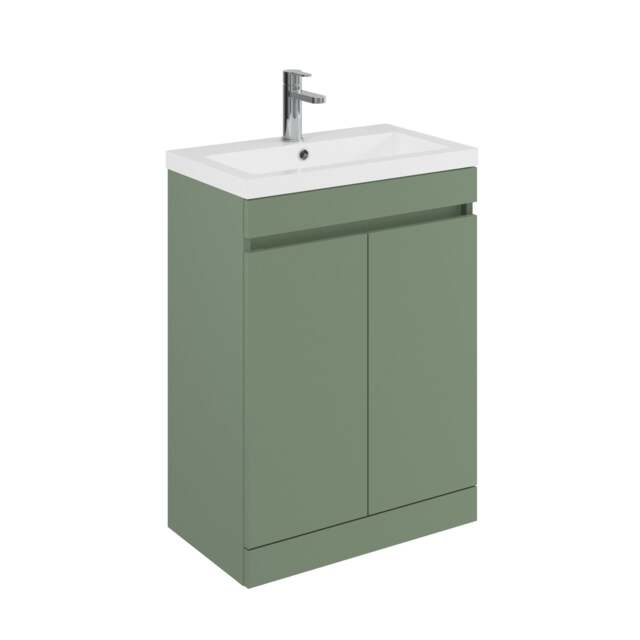 Balterley Floor Standing 2 Door Compact Unit with Polymarble Basin Green 864 x 595 x 352mm