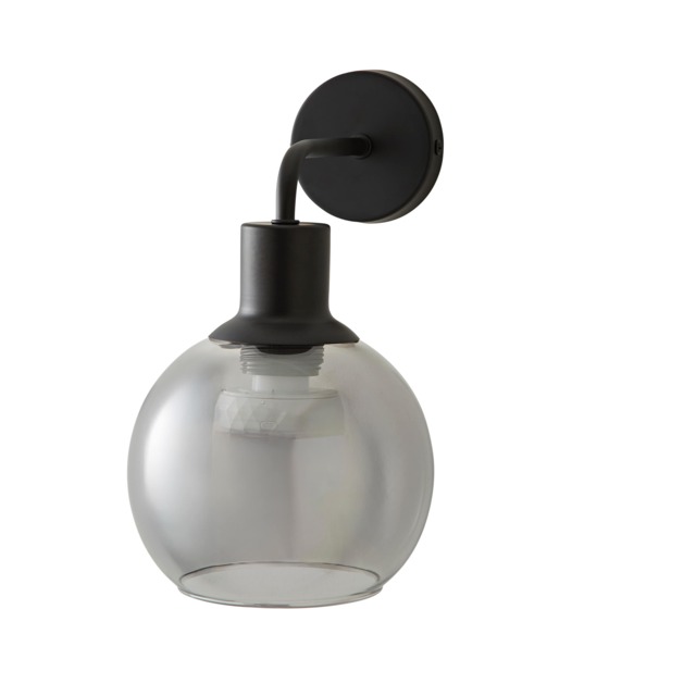 ValueLights Bellamy Black Glass Globe Rechargeable Wall Light Black