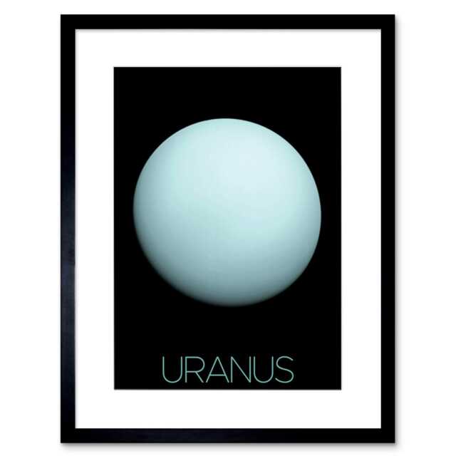 "NASA Our Solar System Uranus Planet Voyager 2 Image 9x7"" Black Framed Wall Art Print"